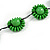 Bright Green Wood Bead Floral Necklace with Black Cotton Cords - 70cm Long - view 5