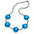 Light Blue Wood Bead Floral Necklace with Black Cotton Cords - 70cm Long - view 3