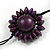 Deep Purple Wood Bead Floral Necklace with Black Cotton Cords - 70cm Long - view 4