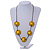 Yellow Wood Bead Floral Necklace with Black Cotton Cords - 70cm Long - view 2