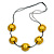 Yellow Wood Bead Floral Necklace with Black Cotton Cords - 70cm Long - view 3