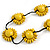 Yellow Wood Bead Floral Necklace with Black Cotton Cords - 70cm Long - view 4