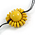 Yellow Wood Bead Floral Necklace with Black Cotton Cords - 70cm Long - view 5