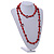 Long Red Wood, Glass, Bone Beaded Necklace - 112cm L - view 2