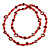 Long Red Wood, Glass, Bone Beaded Necklace - 112cm L - view 4