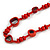 Long Red Wood, Glass, Bone Beaded Necklace - 112cm L - view 5