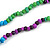 Light Blue/ Purple/ Green Wood and Semiprecious Stone Long Necklace - 96cm Long - view 4