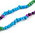 Light Blue/ Purple/ Green Wood and Semiprecious Stone Long Necklace - 96cm Long - view 5