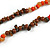 Red/ Orange/ Brown Wood and Semiprecious Stone Long Necklace - 96cm Long - view 5