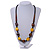 Chunky Yellow/ Brown/ Black Wooden Bead Necklace - 80cm Long - view 2