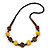 Chunky Yellow/ Brown/ Black Wooden Bead Necklace - 80cm Long - view 3
