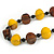 Chunky Yellow/ Brown/ Black Wooden Bead Necklace - 80cm Long - view 4