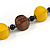 Chunky Yellow/ Brown/ Black Wooden Bead Necklace - 80cm Long - view 5