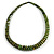 Chunky Graduated Green/ Black Wood Button Bead Necklace - 60cm Long - view 3