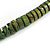 Chunky Graduated Green/ Black Wood Button Bead Necklace - 60cm Long - view 5