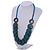 Light Blue/ Teal/ Brown Wood Button Bead Necklace - 80cm L - view 2