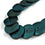 Light Blue/ Teal/ Brown Wood Button Bead Necklace - 80cm L - view 4