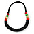 Chunky Ball and Button Wood Bead Necklace in Black/ Red/ Natural/ Green - 70cm Long - view 3
