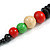 Chunky Ball and Button Wood Bead Necklace in Black/ Red/ Natural/ Green - 70cm Long - view 6