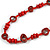 Long Red/ Maroon Wood, Glass, Bone Beaded Necklace - 108cm L - view 5