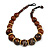 Chunky Colour Fusion Wood Bead Necklace (Brown) - 48cm L