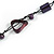 Long Deep Purple Wood, Bone Beaded Black Cord Necklace - 106cm L - view 5