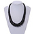 Chunky Black Wood Button Bead Necklace - 57cm Long - view 2