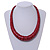 Chunky Red Wood Button Bead Necklace - 57cm Long - view 2