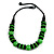 Chunky Grass Green/ Black Round and Button Wood Bead Cotton Cord Necklace - 66cm Long - view 7