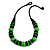Chunky Grass Green/ Black Round and Button Wood Bead Cotton Cord Necklace - 66cm Long - view 8