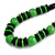 Chunky Grass Green/ Black Round and Button Wood Bead Cotton Cord Necklace - 66cm Long - view 3
