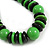 Chunky Grass Green/ Black Round and Button Wood Bead Cotton Cord Necklace - 66cm Long - view 9