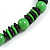 Chunky Grass Green/ Black Round and Button Wood Bead Cotton Cord Necklace - 66cm Long - view 4
