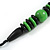 Chunky Grass Green/ Black Round and Button Wood Bead Cotton Cord Necklace - 66cm Long - view 5