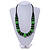 Chunky Grass Green/ Black Round and Button Wood Bead Cotton Cord Necklace - 66cm Long - view 2