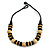 Chunky Natural/ Black Round and Button Wood Bead Cotton Cord Necklace - 66cm Long - view 7