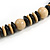 Chunky Natural/ Black Round and Button Wood Bead Cotton Cord Necklace - 66cm Long - view 4