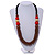 Chunky Ball and Button Wood Bead Necklace in Brown/ Red/ Natural/ Black - 70cm Long - view 2