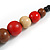 Chunky Ball and Button Wood Bead Necklace in Brown/ Red/ Natural/ Black - 70cm Long - view 4