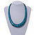 Chunky Glitter Teal Wood Button Bead Necklace - 57cm Long - view 2