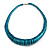 Chunky Glitter Teal Wood Button Bead Necklace - 57cm Long