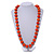 Long Chunky Orange Wood Bead Necklace - 82cm L - view 2