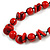 Red Round and Button Wood Bead Long Necklace - 80cm L - view 4