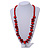 Red Round and Button Wood Bead Long Necklace - 80cm L - view 2