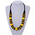 Chunky Yellow/ Black Round and Button Wood Bead Cotton Cord Necklace - 66cm Long - view 2