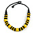 Chunky Yellow/ Black Round and Button Wood Bead Cotton Cord Necklace - 66cm Long - view 8