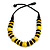 Chunky Yellow/ Black Round and Button Wood Bead Cotton Cord Necklace - 66cm Long - view 7