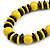 Chunky Yellow/ Black Round and Button Wood Bead Cotton Cord Necklace - 66cm Long - view 4