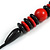 Chunky Red/ Black Round and Button Wood Bead Cotton Cord Necklace - 66cm Long - view 7