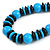 Chunky Light Blue/ Black Round and Button Wood Bead Cotton Cord Necklace - 66cm Long - view 3